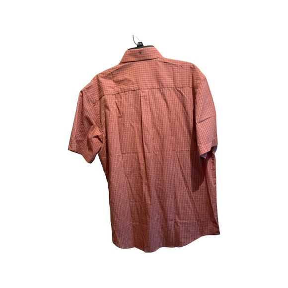 Van Heusen men’s large 16-16.5 button down sort sleeve shirt NWT orange plaid - Picture 5 of 6